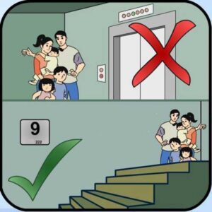 Nhanh chóng chạy đến cửa thoát hiểm và chạy ra ngoài nhanh nhất có thể
