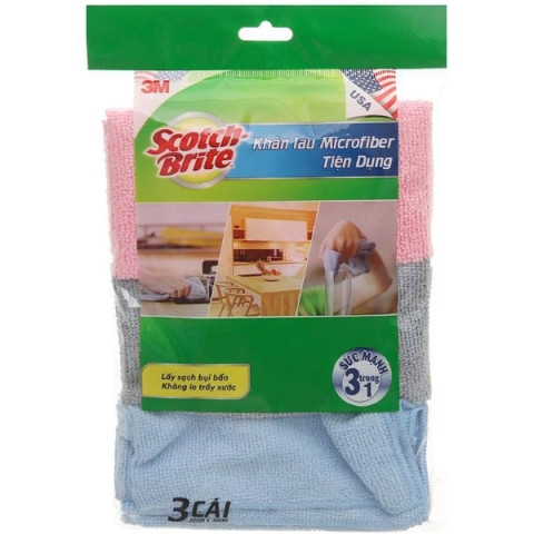 GÓI 3 CÁI Khăn lau bếp microfiber Scotch-Brite 30x30cm