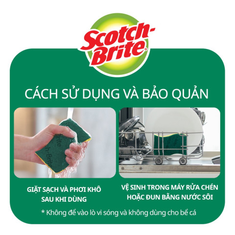 GÓI 3 MIẾNG cước rửa chén hình sóng Scotch-Brite 115x70mm